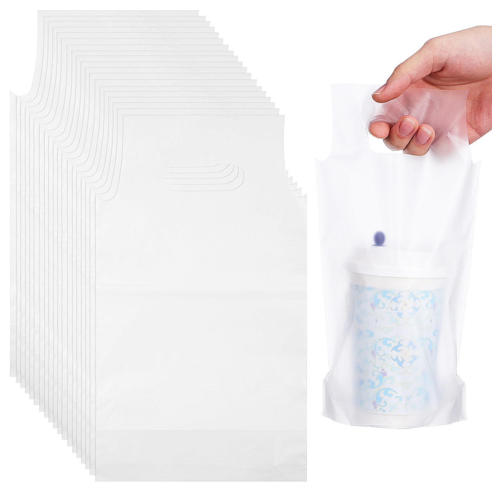 Coffee Tea Milk - 500Pcs Versatile Clear Drink Carrier Bags