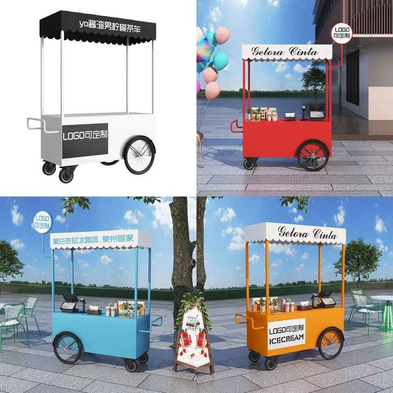 Coffee Tea Vendor - Mobile Food Cart Snack Trolley Street