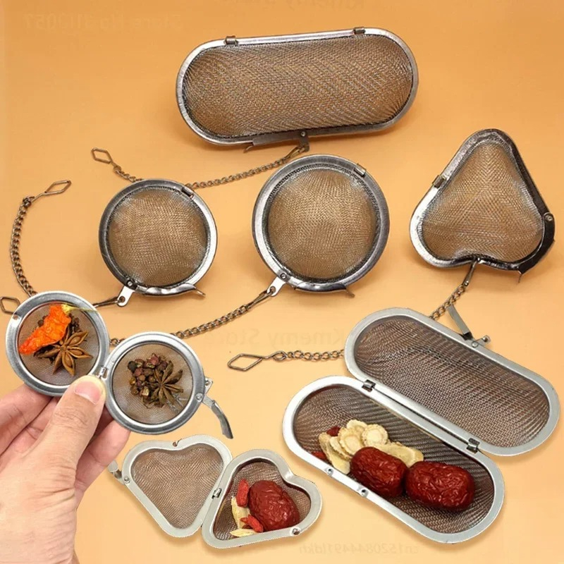 Tea Strainer Mesh - Stainless Steel Oval Heart Sphere Shape