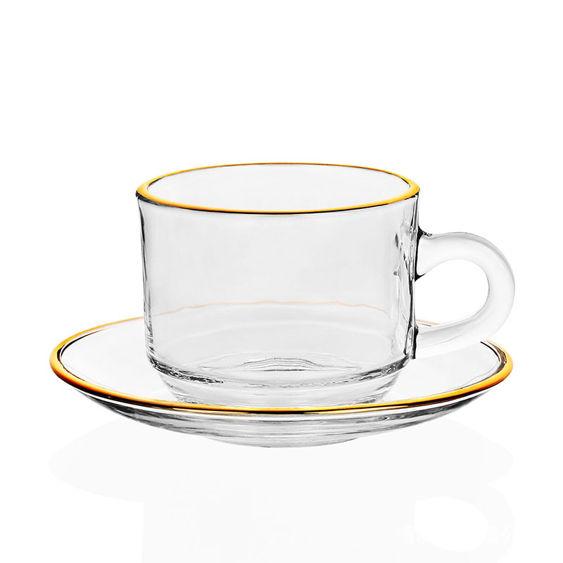 Golden edge Glass Coffee Cups, - огляд і ціна Espresso Cup Saucer
