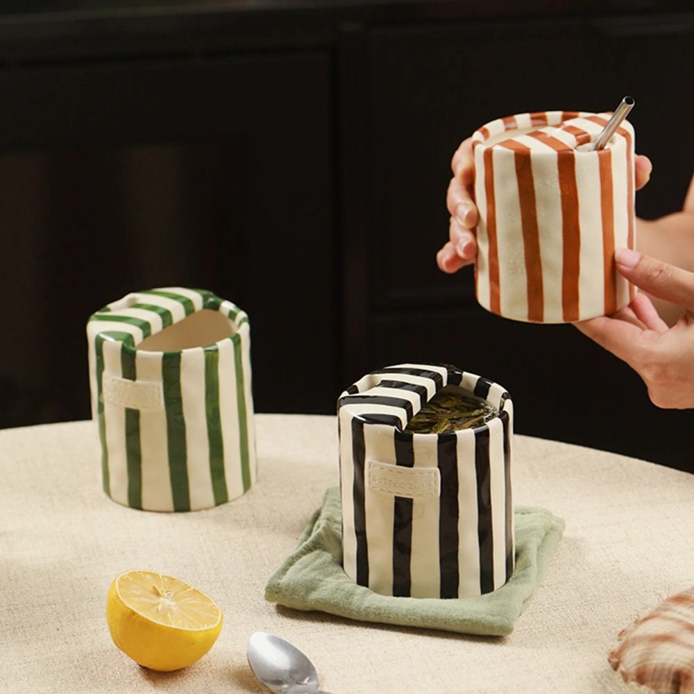 Hand-Painted Striped Ceramic C - огляд і ціна Espresso Cup Saucer
