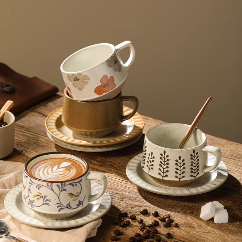 Retro Ceramic Cup Coarse Potte - огляд і ціна Espresso Cup Saucer