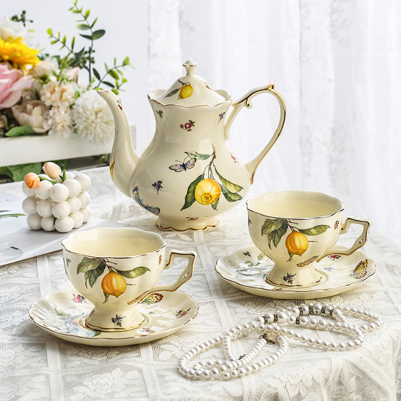 Vintage Lemon Teapot Coffee Cu - огляд і ціна Espresso Cup Saucer